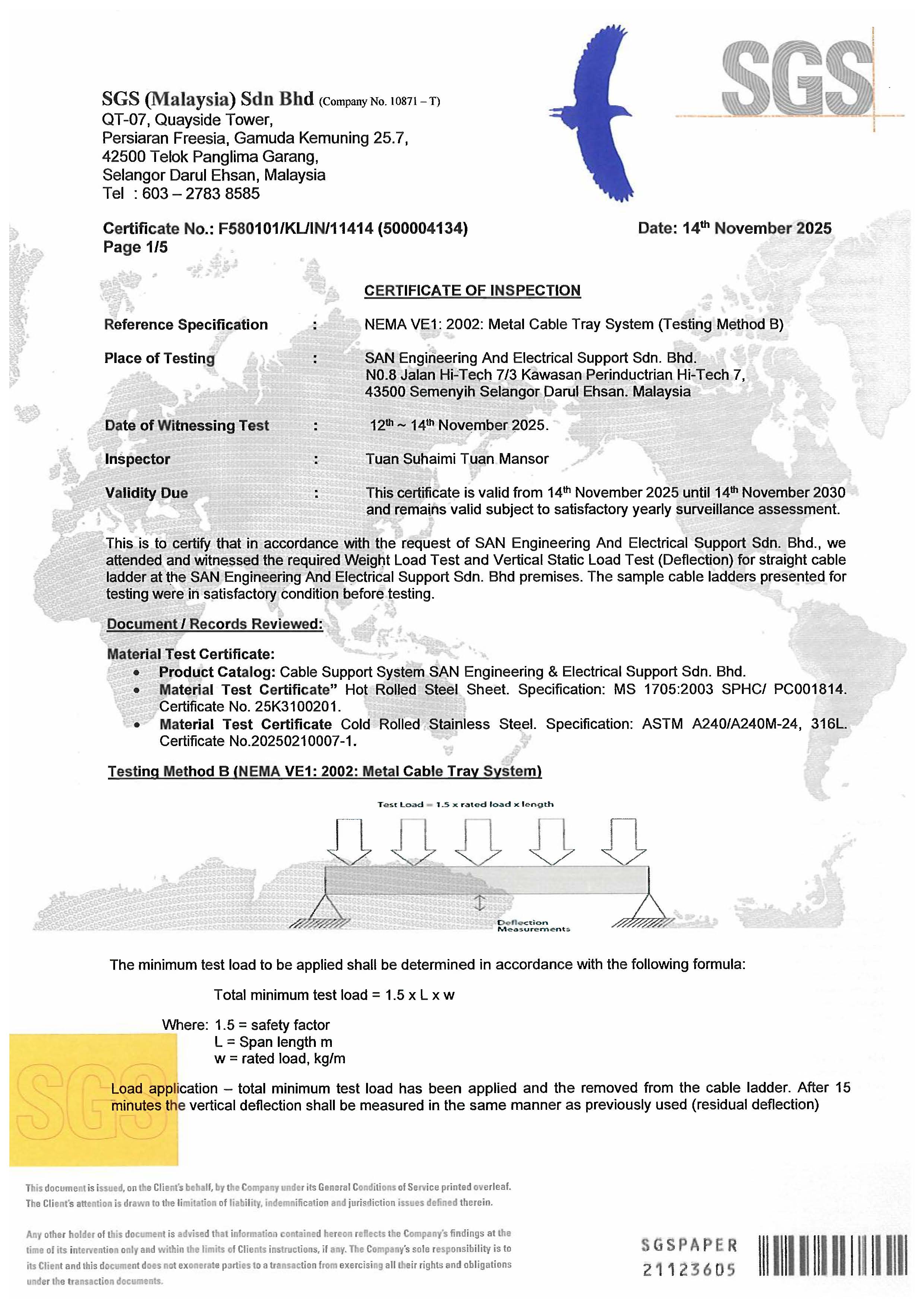 San Engg certificate — SGS 2025